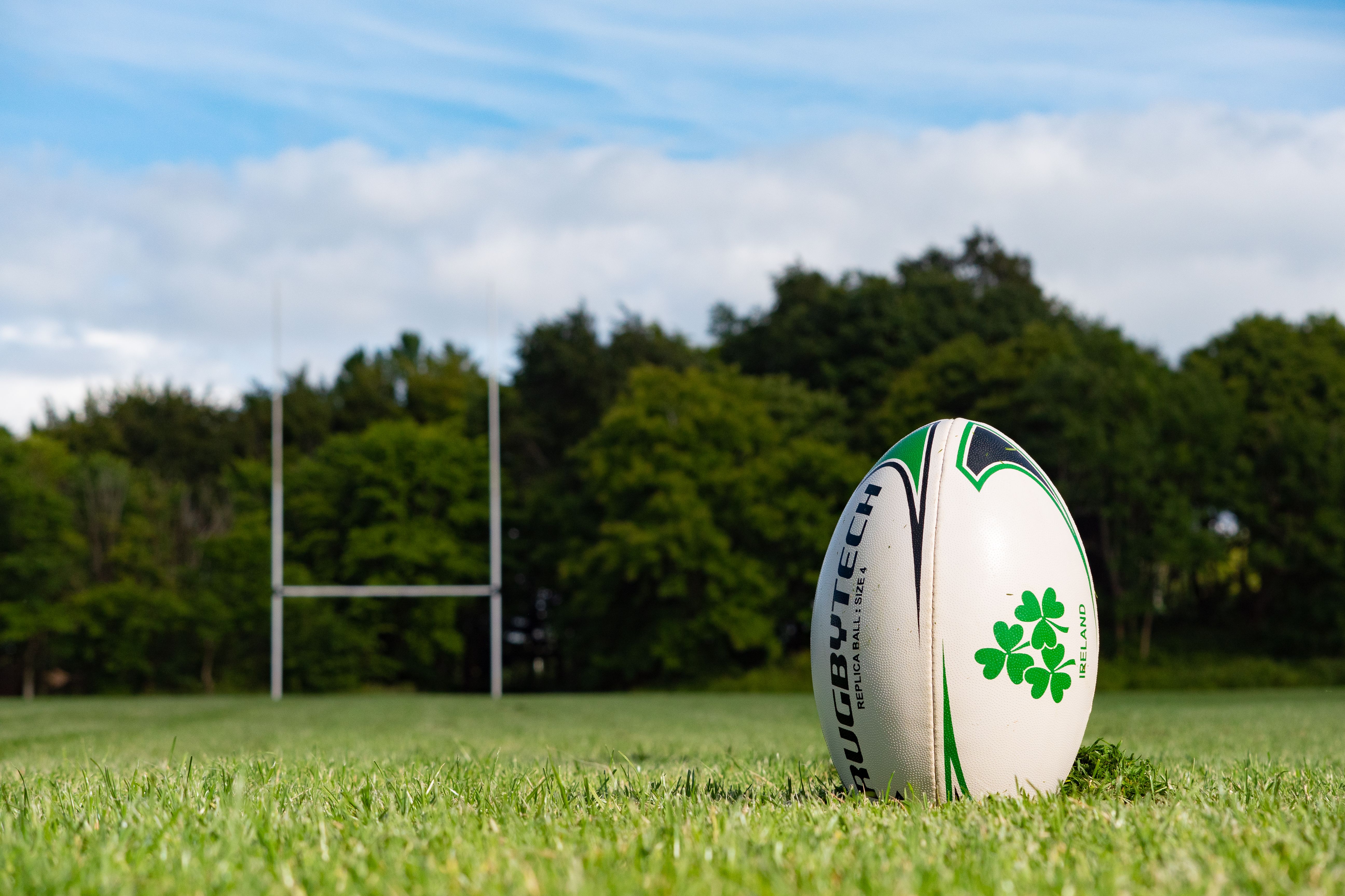 Rugby player in powerful action shot
